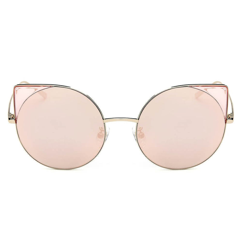 Cramilo Eyewear Sunglasses Dublin- Women Mirrored Lens Round Cat Eye Sunglasses