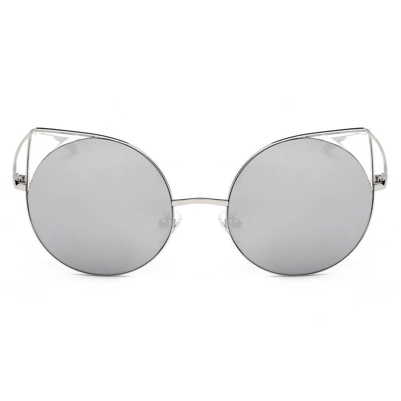 Cramilo Eyewear Sunglasses Dublin- Women Mirrored Lens Round Cat Eye Sunglasses