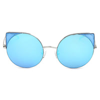 Cramilo Eyewear Sunglasses Dublin- Women Mirrored Lens Round Cat Eye Sunglasses