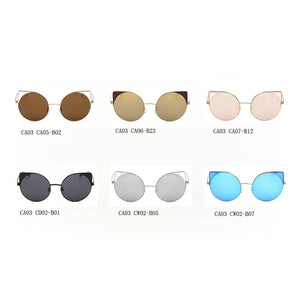 Cramilo Eyewear Sunglasses Dublin- Women Mirrored Lens Round Cat Eye Sunglasses