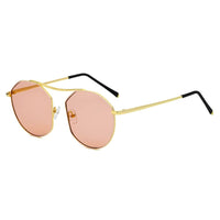 Cramilo Eyewear Sunglasses Dust Rose CHOCTAW - Round Tinted Geometric Brow-Bar Fashion Sunglasses