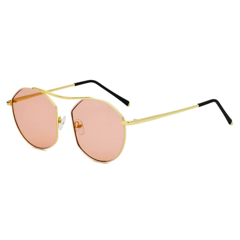Cramilo Eyewear Sunglasses Dust Rose CHOCTAW - Round Tinted Geometric Brow-Bar Fashion Sunglasses