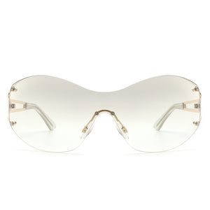 Cramilo Eyewear Sunglasses Elandor - Women Rimless Oversize Sleek Oval Fashion Sunglasses