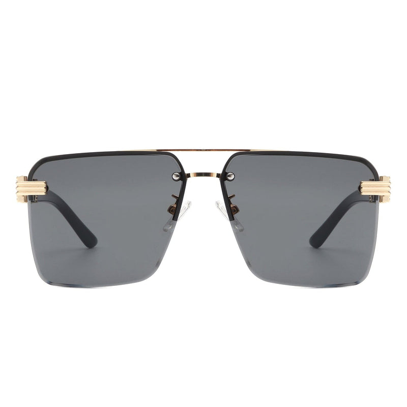 Cramilo Eyewear Sunglasses Elysian - Retro Square Rimless Brow-Bar Tinted Fashion Sunglasses