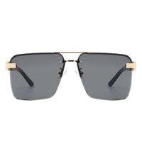 Cramilo Eyewear Sunglasses Elysian - Retro Square Rimless Brow-Bar Tinted Fashion Sunglasses