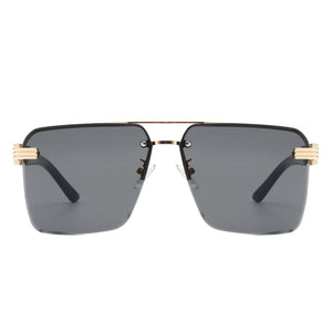 Cramilo Eyewear Sunglasses Elysian - Retro Square Rimless Brow-Bar Tinted Fashion Sunglasses