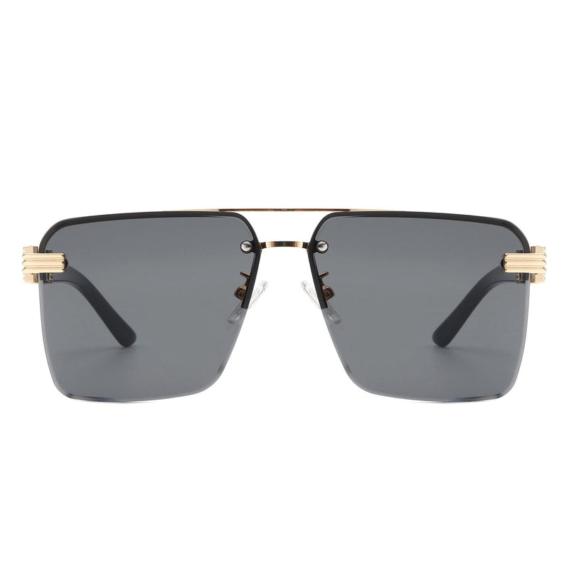 Cramilo Eyewear Sunglasses Elysian - Retro Square Rimless Brow-Bar Tinted Fashion Sunglasses