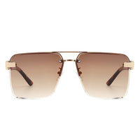 Cramilo Eyewear Sunglasses Elysian - Retro Square Rimless Brow-Bar Tinted Fashion Sunglasses