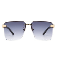 Cramilo Eyewear Sunglasses Elysian - Retro Square Rimless Brow-Bar Tinted Fashion Sunglasses