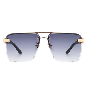 Cramilo Eyewear Sunglasses Elysian - Retro Square Rimless Brow-Bar Tinted Fashion Sunglasses