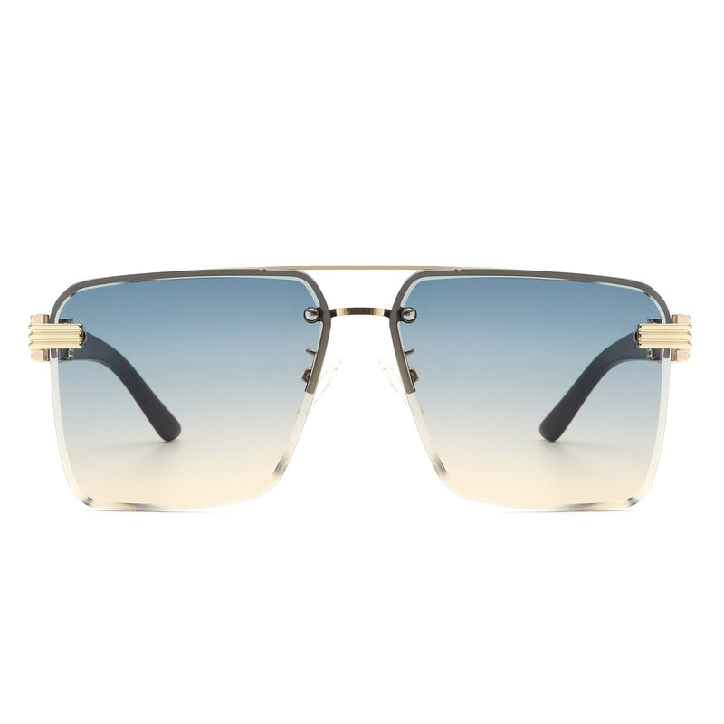 Cramilo Eyewear Sunglasses Elysian - Retro Square Rimless Brow-Bar Tinted Fashion Sunglasses