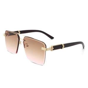 Cramilo Eyewear Sunglasses Elysian - Retro Square Rimless Brow-Bar Tinted Fashion Sunglasses