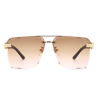 Cramilo Eyewear Sunglasses Elysian - Retro Square Rimless Brow-Bar Tinted Fashion Sunglasses