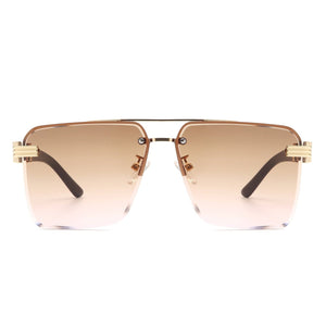 Cramilo Eyewear Sunglasses Elysian - Retro Square Rimless Brow-Bar Tinted Fashion Sunglasses