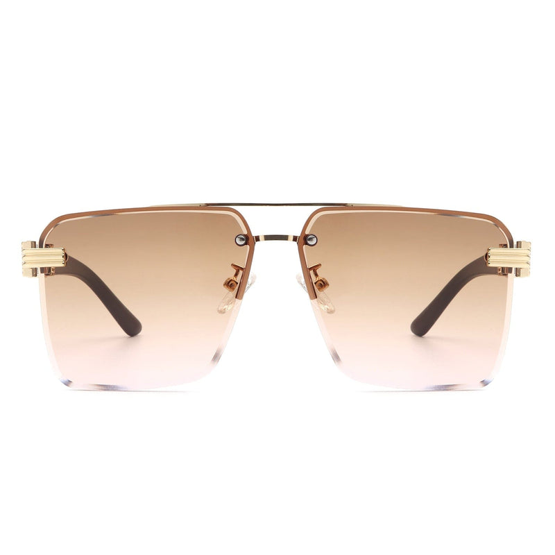 Cramilo Eyewear Sunglasses Elysian - Retro Square Rimless Brow-Bar Tinted Fashion Sunglasses