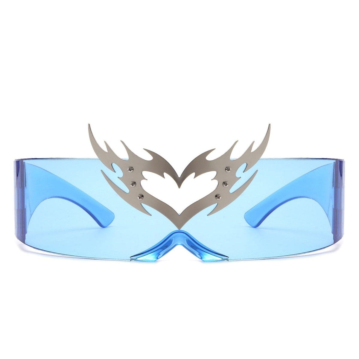 Cramilo Eyewear Sunglasses Emberlynn - Futuristic Cyclops Wraparound Shield Translucent Crown Design Sunglasses