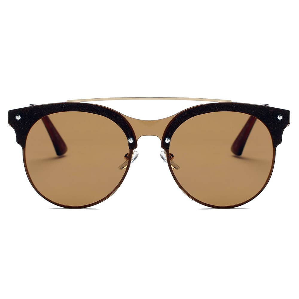 Cramilo Eyewear Sunglasses ENDICOTT | Round Circle Brow-Bar Tinted Lens Sunglasses
