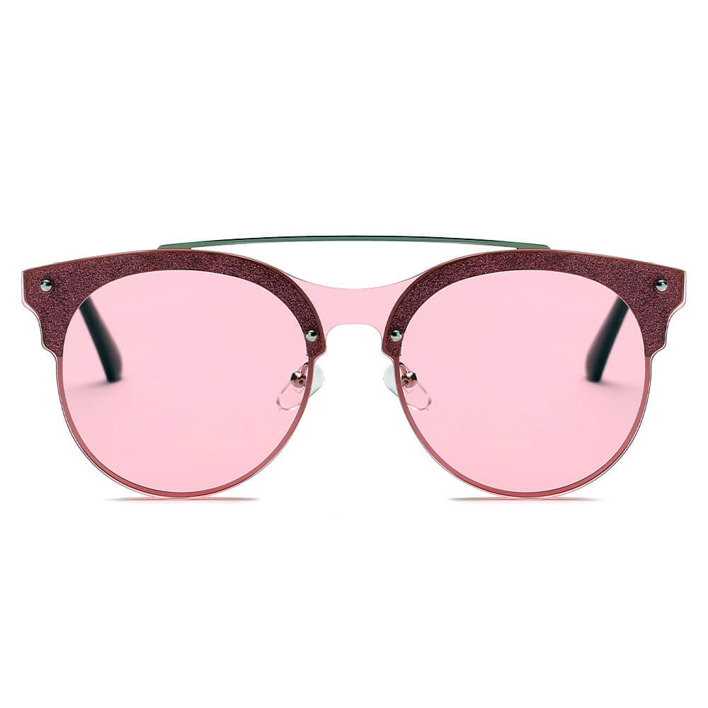 Cramilo Eyewear Sunglasses ENDICOTT | Round Circle Brow-Bar Tinted Lens Sunglasses
