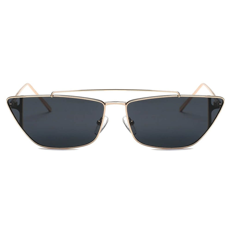Cramilo Eyewear Sunglasses ESTEVAN | Women Metal Retro Flat Lens Rectangular Sunglasses