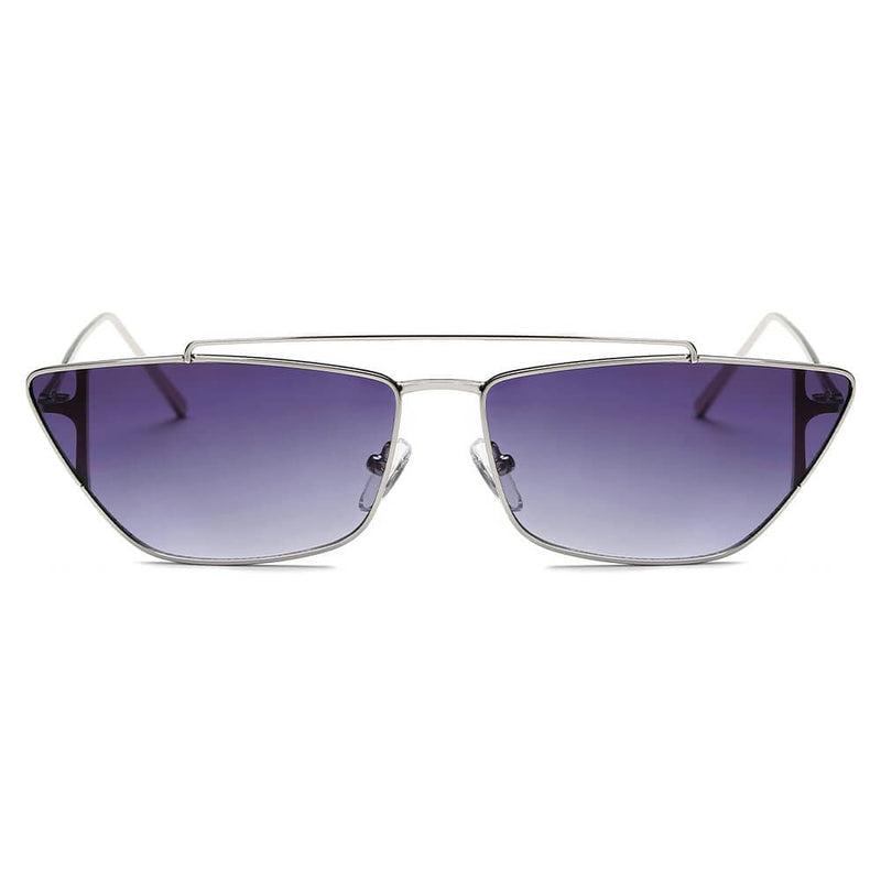 Cramilo Eyewear Sunglasses ESTEVAN | Women Metal Retro Flat Lens Rectangular Sunglasses