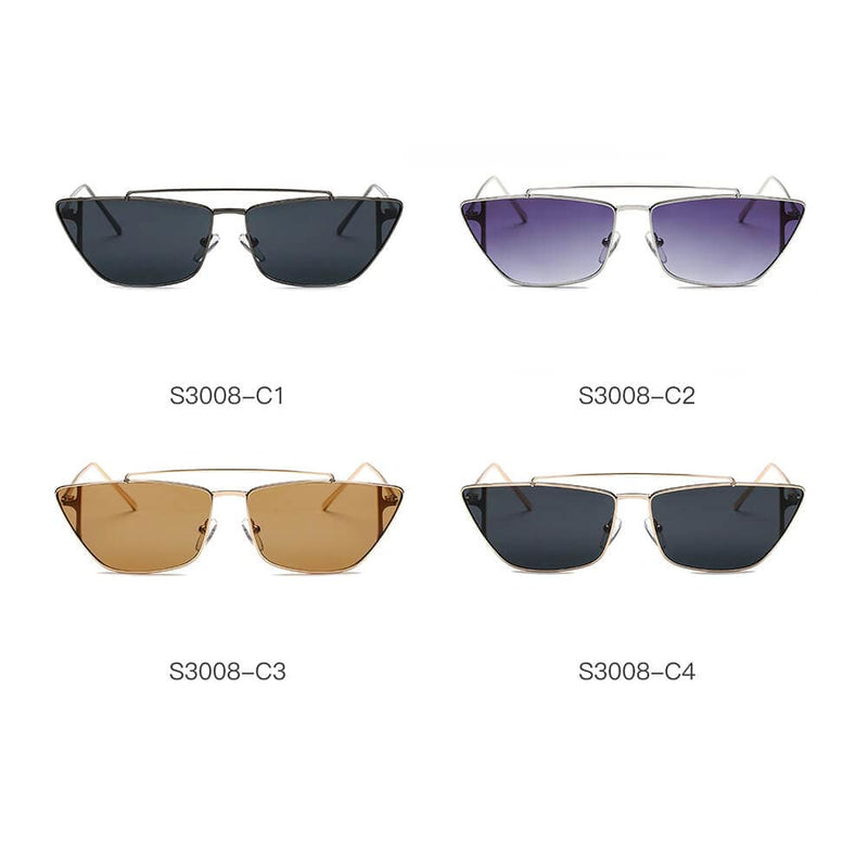 Cramilo Eyewear Sunglasses ESTEVAN | Women Metal Retro Flat Lens Rectangular Sunglasses