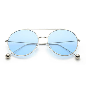 Cramilo Eyewear Sunglasses EUREKA | Unisex Round Tinted Lens Aviator Clear Glasses Balled Sunglasses