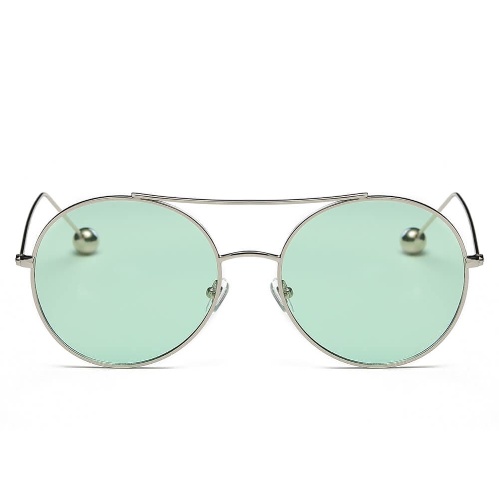 Cramilo Eyewear Sunglasses EUREKA | Unisex Round Tinted Lens Aviator Clear Glasses Balled Sunglasses