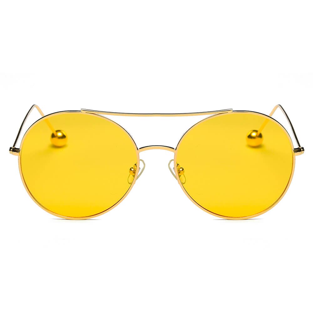 Cramilo Eyewear Sunglasses EUREKA | Unisex Round Tinted Lens Aviator Clear Glasses Balled Sunglasses
