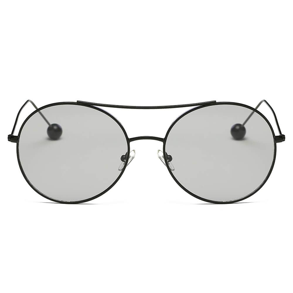 Cramilo Eyewear Sunglasses EUREKA | Unisex Round Tinted Lens Aviator Clear Glasses Balled Sunglasses