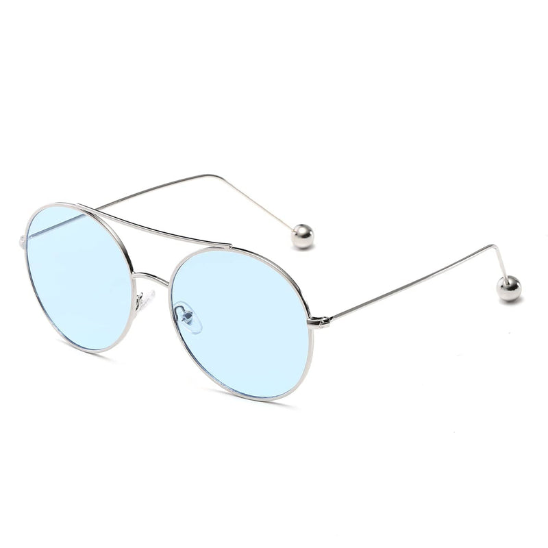 Cramilo Eyewear Sunglasses EUREKA | Unisex Round Tinted Lens Aviator Clear Glasses Balled Sunglasses