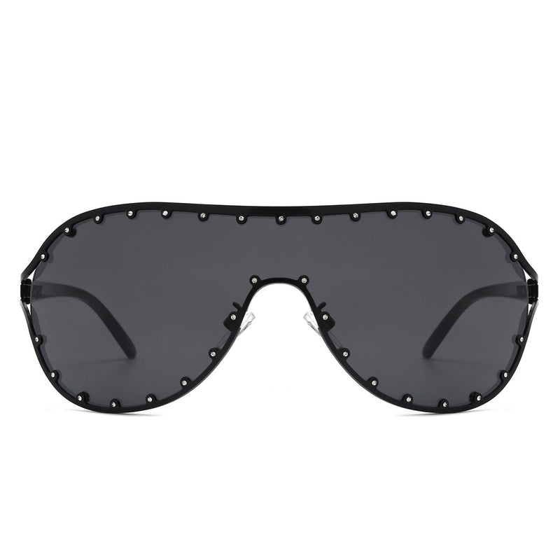 Cramilo Eyewear Sunglasses Evanesce - Oversize Rhinestone Design Fashion Women Aviator Sunglasses