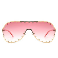 Cramilo Eyewear Sunglasses Evanesce - Oversize Rhinestone Design Fashion Women Aviator Sunglasses