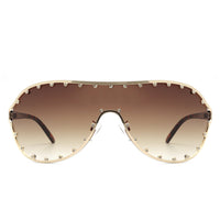 Cramilo Eyewear Sunglasses Evanesce - Oversize Rhinestone Design Fashion Women Aviator Sunglasses