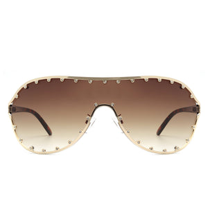 Cramilo Eyewear Sunglasses Evanesce - Oversize Rhinestone Design Fashion Women Aviator Sunglasses