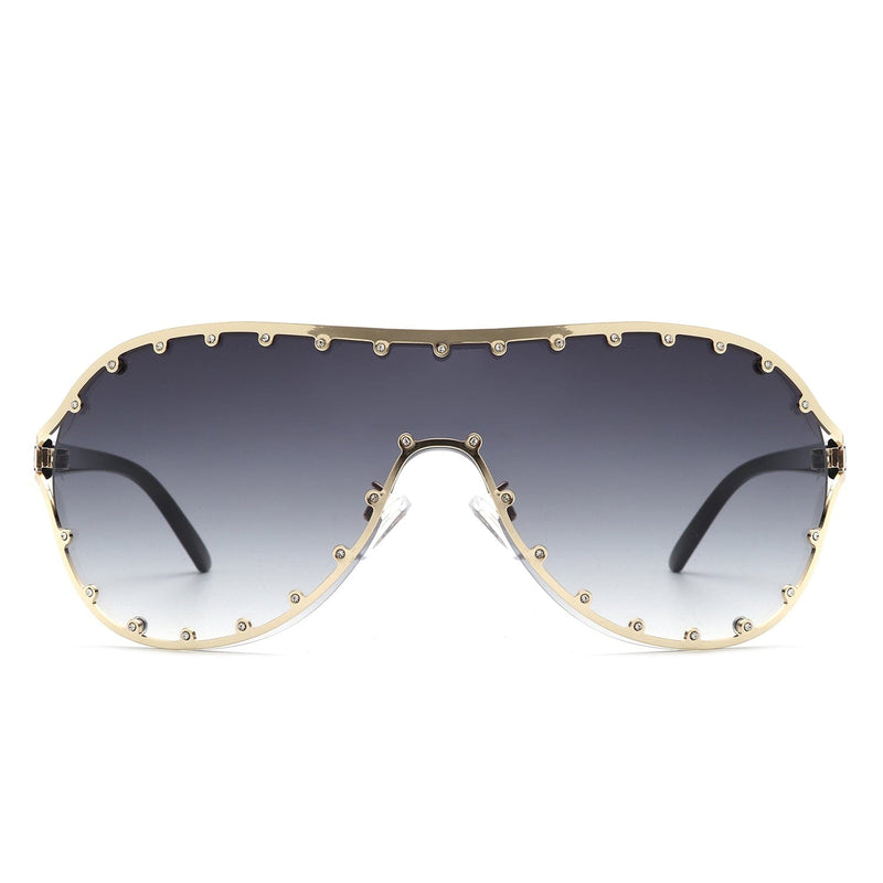 Cramilo Eyewear Sunglasses Evanesce - Oversize Rhinestone Design Fashion Women Aviator Sunglasses