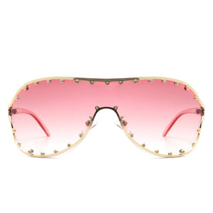 Cramilo Eyewear Sunglasses Evanesce - Oversize Rhinestone Design Fashion Women Aviator Sunglasses