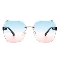 Cramilo Eyewear Sunglasses Ezernova - Oversize Square Geometric Rimless Tinted Fashion Sunglasses