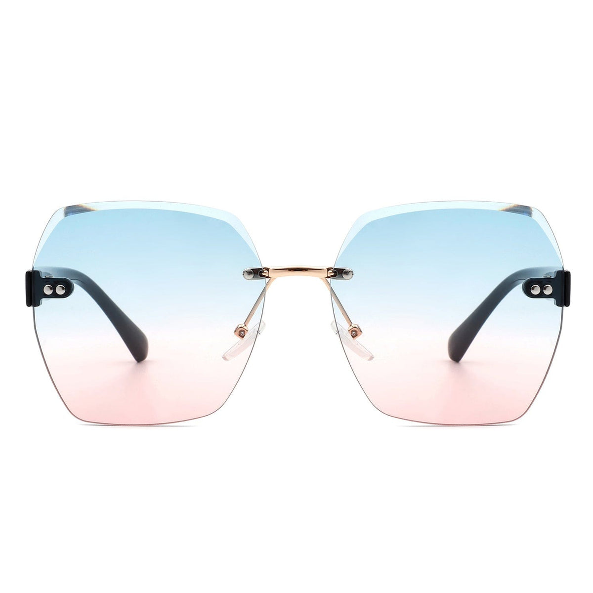 Cramilo Eyewear Sunglasses Ezernova - Oversize Square Geometric Rimless Tinted Fashion Sunglasses