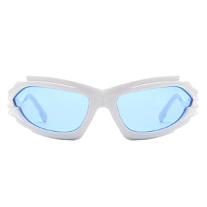 Cramilo Eyewear Sunglasses Fliyque - Geometric Rectangle Futuristic Wrap Around Sunglasses