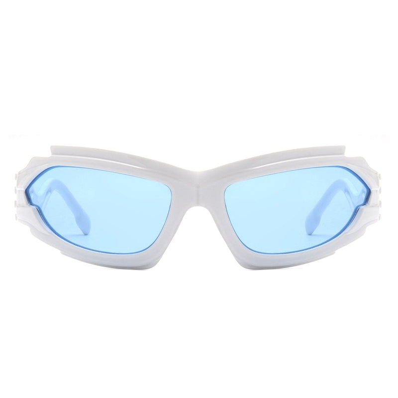 Cramilo Eyewear Sunglasses Fliyque - Geometric Rectangle Futuristic Wrap Around Sunglasses