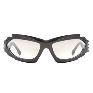 Cramilo Eyewear Sunglasses Fliyque - Geometric Rectangle Futuristic Wrap Around Sunglasses