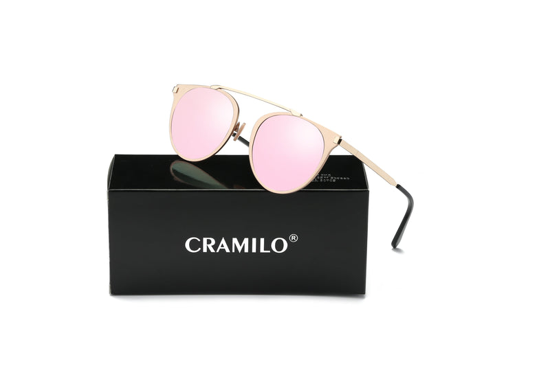 Cramilo Eyewear Sunglasses FRISCO | Modern Horn Rimmed Metal Frame Round Sunglasses