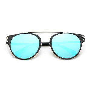 Cramilo Eyewear Sunglasses FRISCO | Modern Horn Rimmed Metal Frame Round Sunglasses