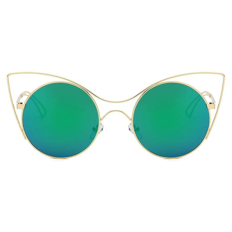 Cramilo Eyewear Sunglasses GERING | Women Round High Pointed Cat Eye Sunglasses