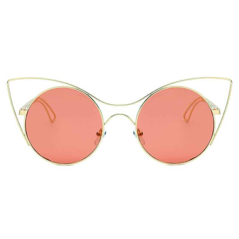 Cramilo Eyewear Sunglasses GERING | Women Round High Pointed Cat Eye Sunglasses