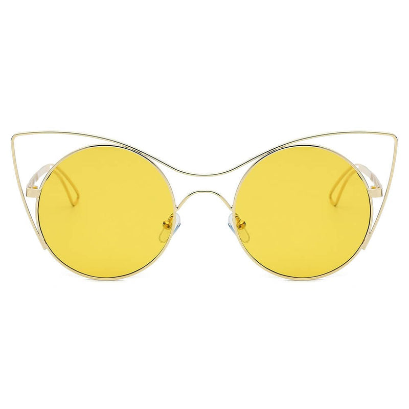 Cramilo Eyewear Sunglasses GERING | Women Round High Pointed Cat Eye Sunglasses