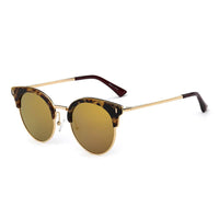 Cramilo Eyewear Sunglasses Gold - Amber - Tortoise Biloxi -  Women Half Frame Round Cat Eye Polarized Sunglasses