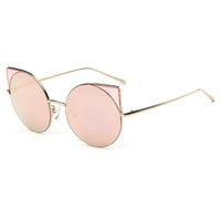 Cramilo Eyewear Sunglasses Gold - Barbie Dublin- Women Mirrored Lens Round Cat Eye Sunglasses