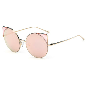 Cramilo Eyewear Sunglasses Gold - Barbie Dublin- Women Mirrored Lens Round Cat Eye Sunglasses