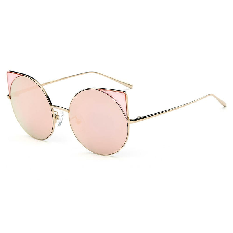 Cramilo Eyewear Sunglasses Gold - Barbie Dublin- Women Mirrored Lens Round Cat Eye Sunglasses